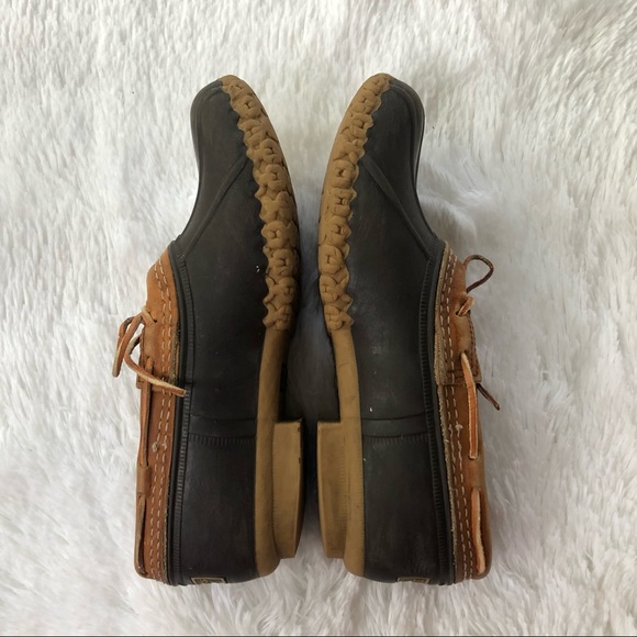 L.L. BEAN • Duck Boots Rubber Moc Tan Brown Ankle Bean Boots Size 8 - Picture 2 of 14